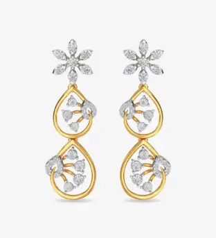 Diamond Trinity Earring Dangler Rose Gold